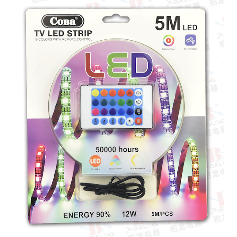 Світлодіодна стрічка для підсвічування LED Tape COBA CB5050 RGB (5 В + 5 м + USB + пульт + 16 кольорів)
