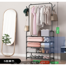 Вішалка для одягу Clothes Rack Up (178*60*26 см/Чорний/5ШАР) / 6013-5