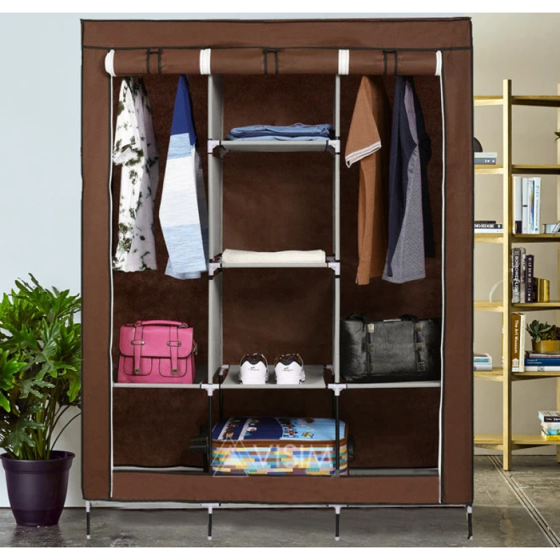 Шафа складана тканинна Storage Wardrobe 88130 13-Трубка (тільки коричневий 130*45*175 cм)