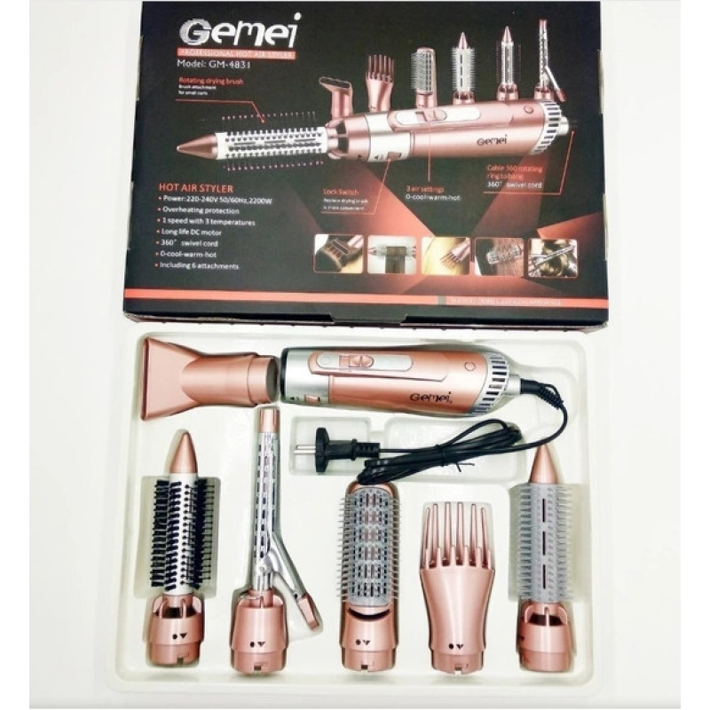 Фен-гребінець для укладання та сушіння волосся 7 в 1 GEMEI GM4831 Фен-гребінець для укладання та сушіння волосся 7 в 1 GEMEI GM4831