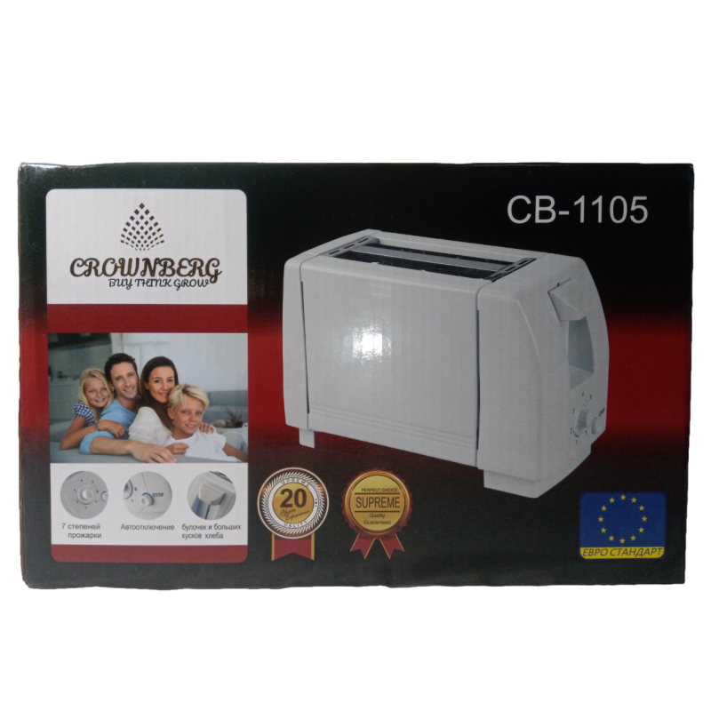 Тостер електричний Crownberg CB 1105, колір білий Тостер електричний Crownberg CB 1105, колір білий