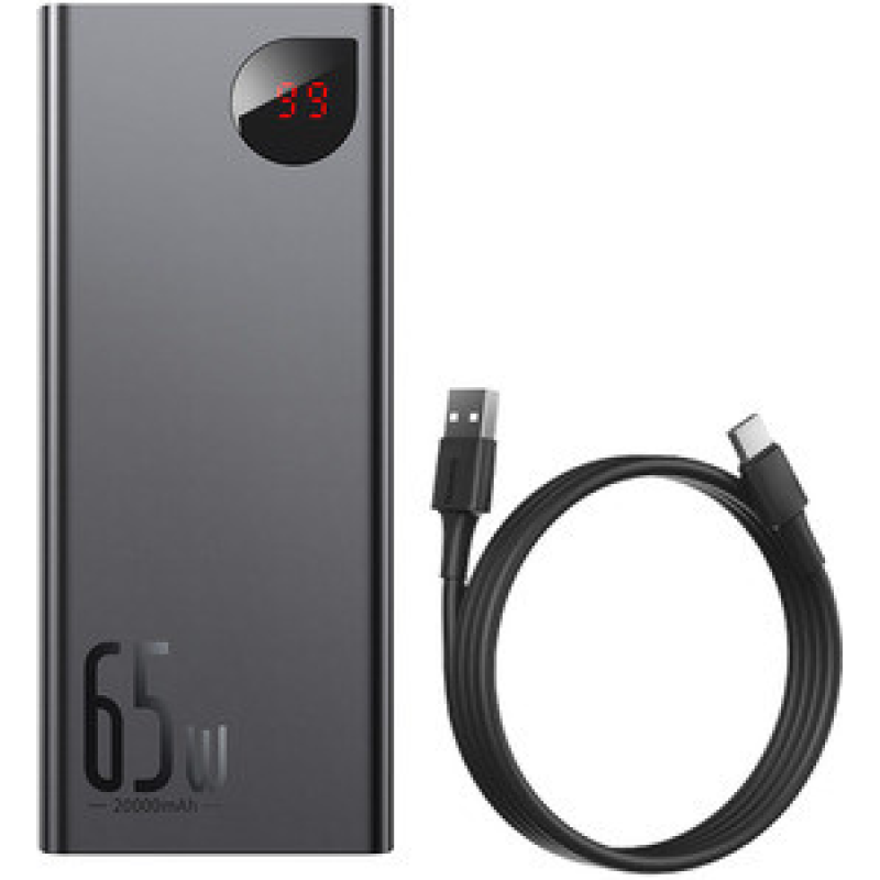 Повербанк для ноутбука Baseus Adaman Metal Digital Display 65W 20000mAh Black Повербанк для ноутбука Baseus Adaman Metal Digital Display 65W 20000mAh Black