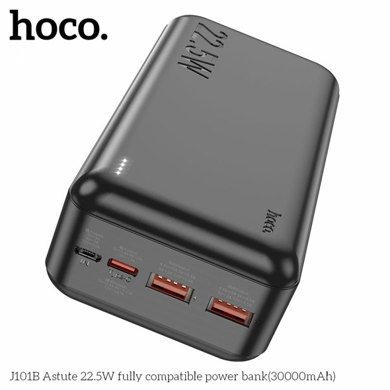 Зовнішній акумулятор, павербанк Hoco J101B Astute 22.5W 30000mAh Black