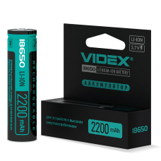 Акумулятор Videx літій-іонний 18650-P (захист) 2200mAh color box
