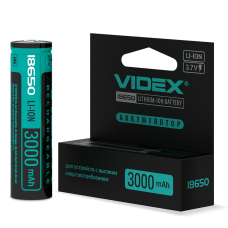 Акумулятор Videx літій-іонний 18650-P (захист) 3000mAh color box