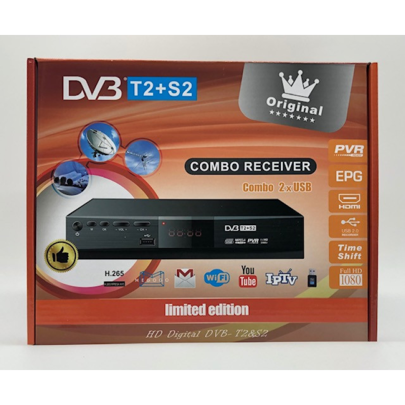 Тюнер TS ORIGINAL 9902 DVB T2+S2 12 V (Метал) / Жовтогаряча коробка