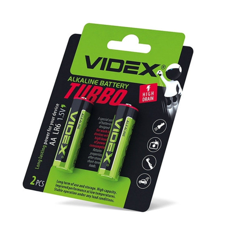 Батарейка лужна Videx АА/LR6 Turbo Blister 2 шт