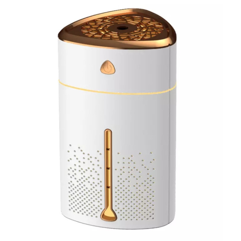 Зволожувач повітря Fog Humidifier з підсвіткою, колір білий із золотистим