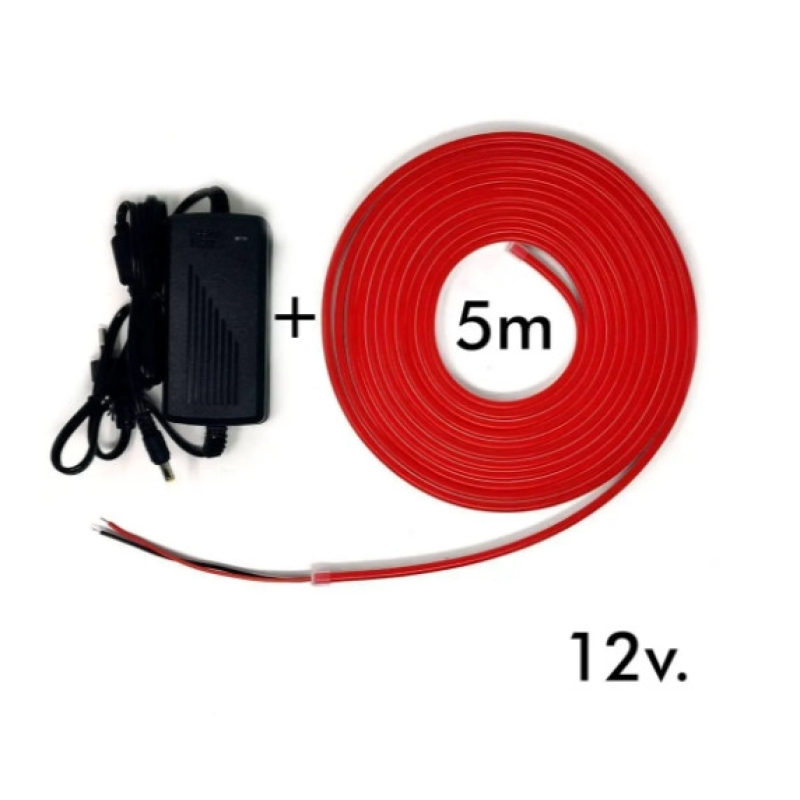 Силіконова LED NEON стрічка ЧЕРВОНА 5M RED 12V-220V