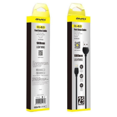 Кабель для зарядки iPhone, iPad та iPod,  AWEI CL-63 Lightning cable 1m Black