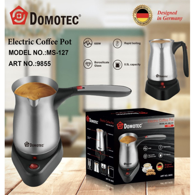 Електрична турка, кавоварка з нержавіючої сталі Domotec MS-127 500 мл 600 Вт