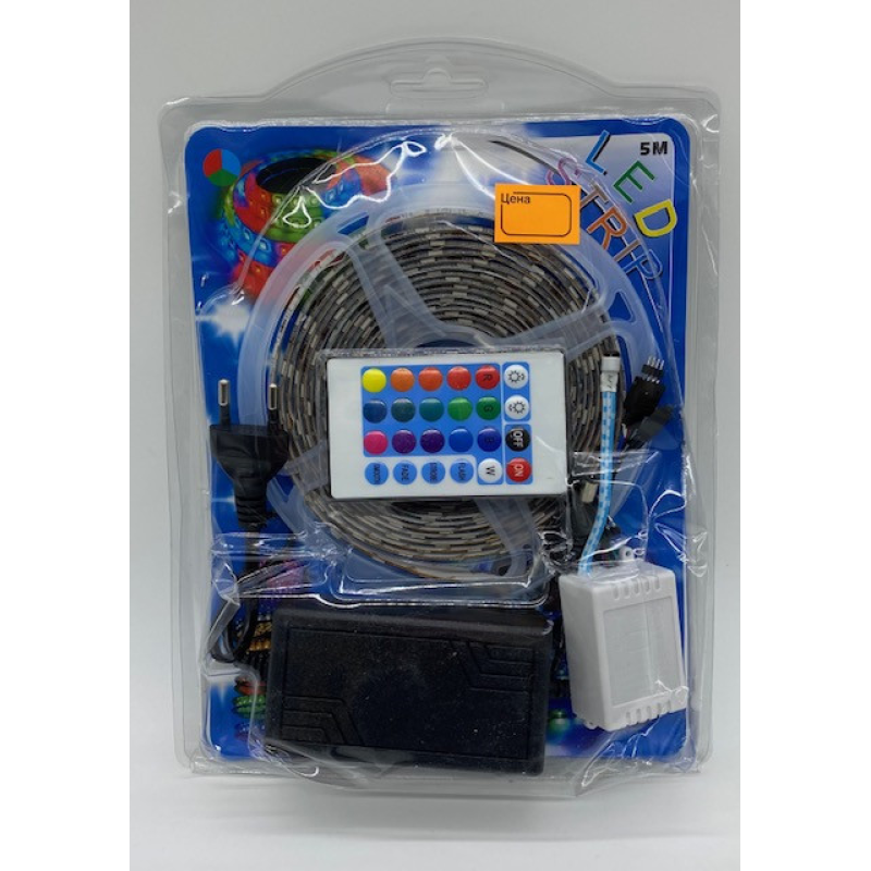 Подсветка cветодиодная лента LED Tape 3528 RGB (12В+4,5м+пульт+16цвет)