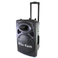 Портативна колонка Su-Kam BT 100D + 1 микрофон 12v, чорна, розмір 30х33х52 см