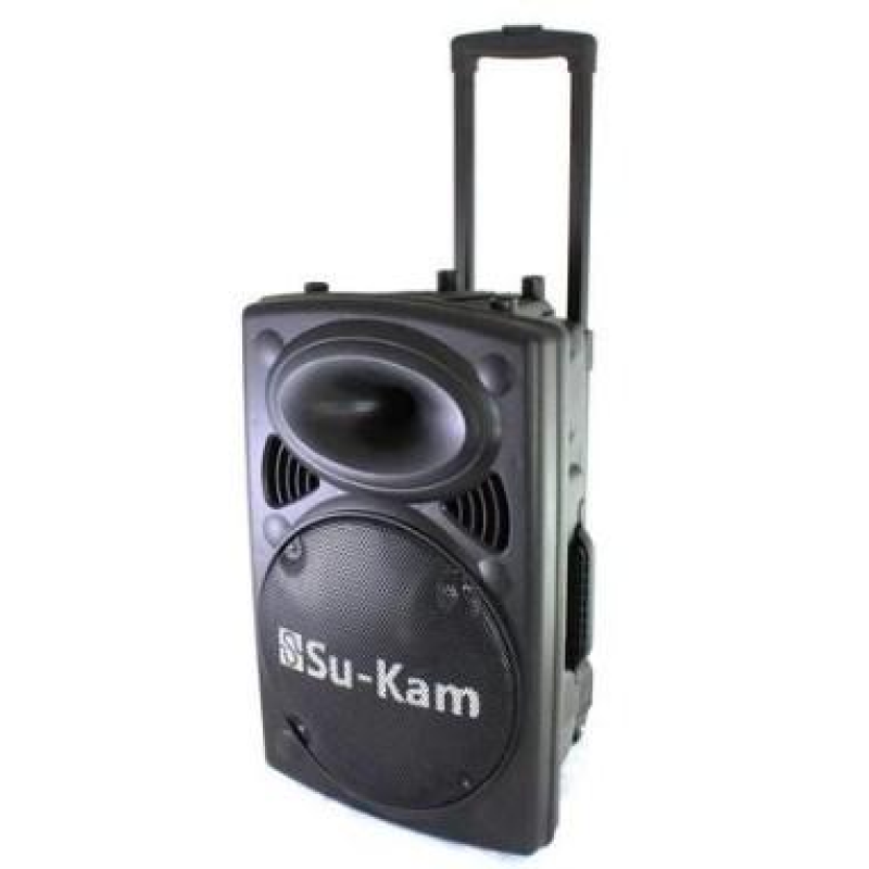 Портативна колонка Su-Kam BT 100D + 1 микрофон 12v, чорна, розмір 30х33х52 см