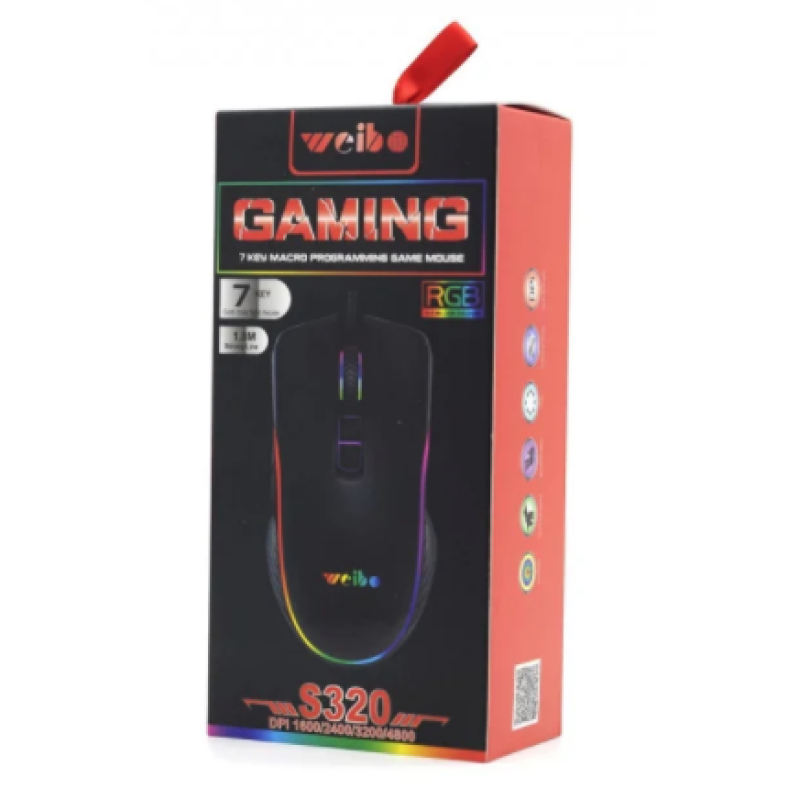 Ігрова миша з підсвіткою Weibo S320 USB 7 кнопок з підсвіткою 4800 DPI