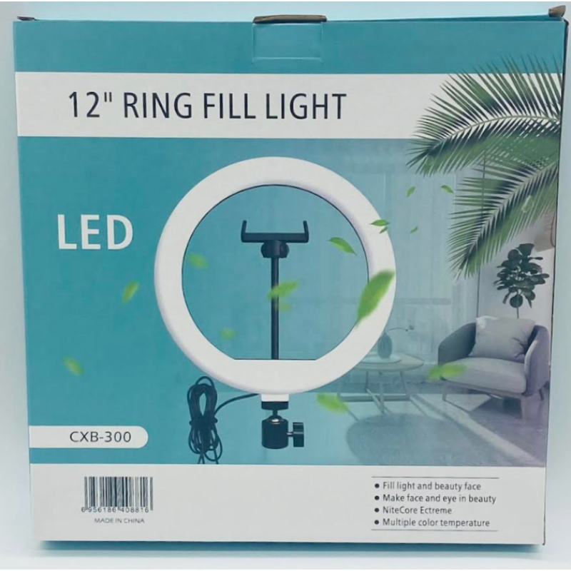 Кільцева LED лампа CXB300 із тримачем для телефону 30см із живленням від USB
