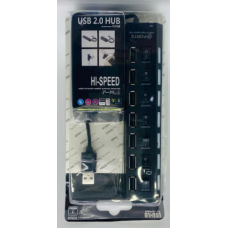 USB HUB подовжувач на 7 портів з підсвіткою/ART-0451 (чорний)