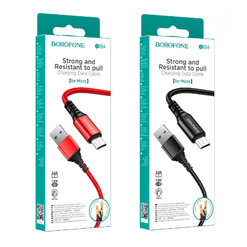 Кабель Micro BOROFONE BX54 Ultra Bright Charging Data Cable for Micro (упакований)