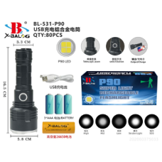 Ліхтар ручний (Bailong) X-BAIL BL-531-P90 функція Power Bank (26650 мА·год або 3*AAA/Micro)