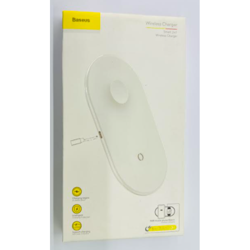 Бездротовий зарядний пристрій BASEUS Wireless Charging Smart White (WX2IN1P20-02) Бездротовий зарядний пристрій BASEUS Wireless Charging Smart White (WX2IN1P20-02)