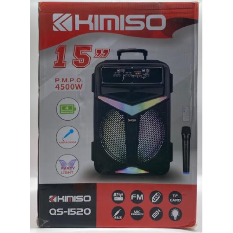Колонка KIMISO QS-1520 BT (з дротовим мікрофоном) (15“BASS / 4500W)