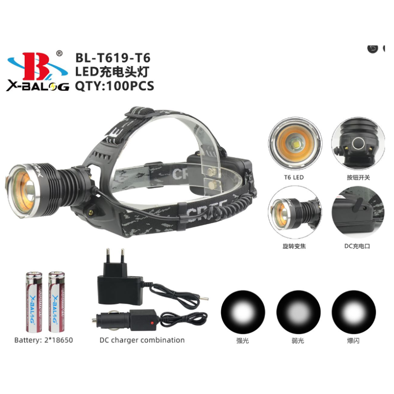 Налобний ліхтарик X-BAIL BL-T619-T6 ((HEAD TORCH)) (120 шт.)