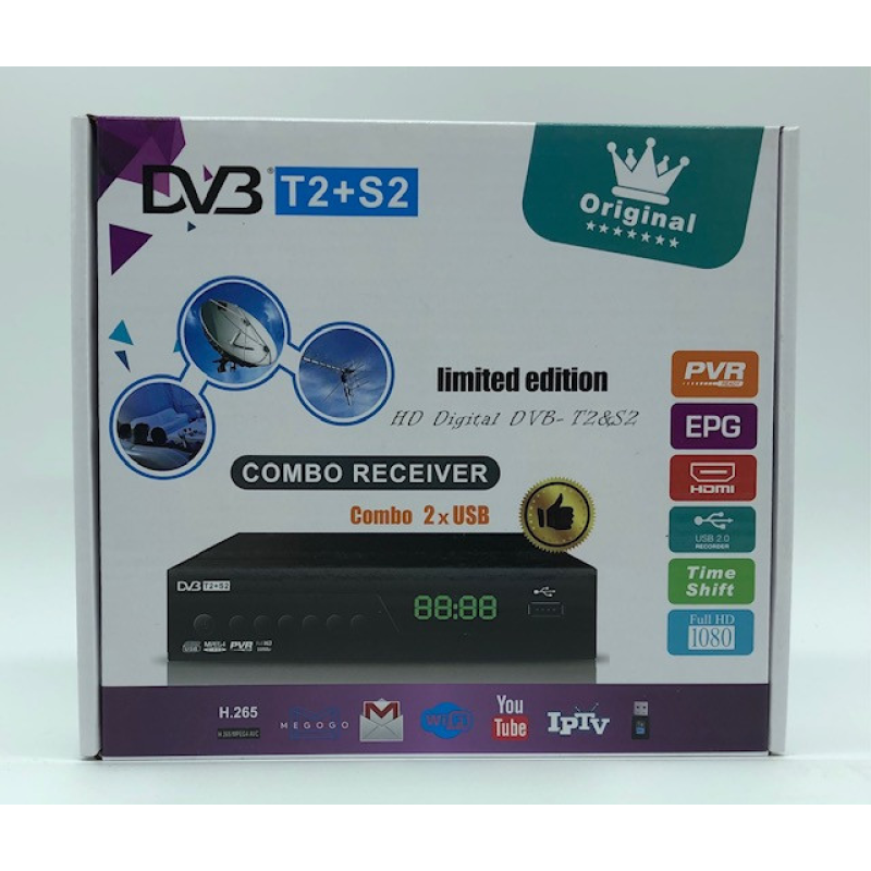 Тюнер TS/S2 ORIGNIAL 9901 DVB T2 12 V (Метал) / Біла коробка (40 шт.)