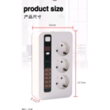 Мережевий подовжувач Anti-Static Timer Smart Plug European Hole BKL-04 (3-роз“єми/5-USB/3.4A) (50 шт.)