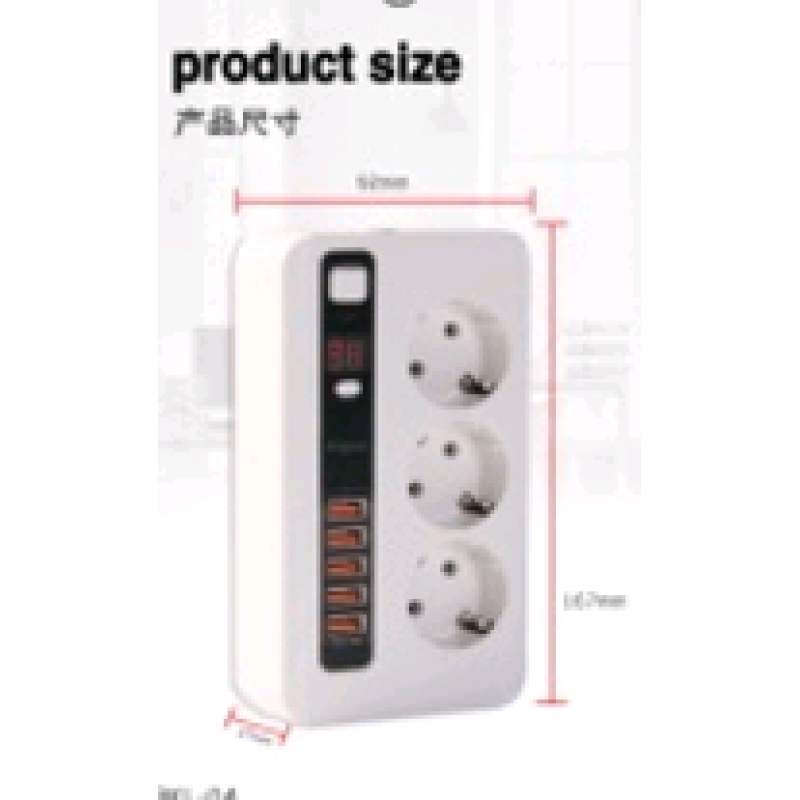 Мережевий подовжувач Anti-Static Timer Smart Plug European Hole BKL-04 (3-роз“єми/5-USB/3.4A) (50 шт.) Мережевий подовжувач Anti-Static Timer Smart Plug European Hole BKL-04 (3-роз“єми/5-USB/3.4A) (50 шт.)