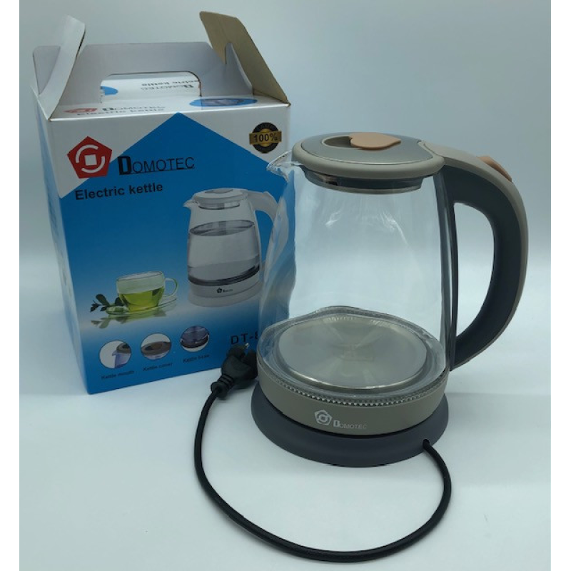 Електрочайник скляний Domotec DT830 (Сірий 1,8 л 2000 Вт) (6 шт.)