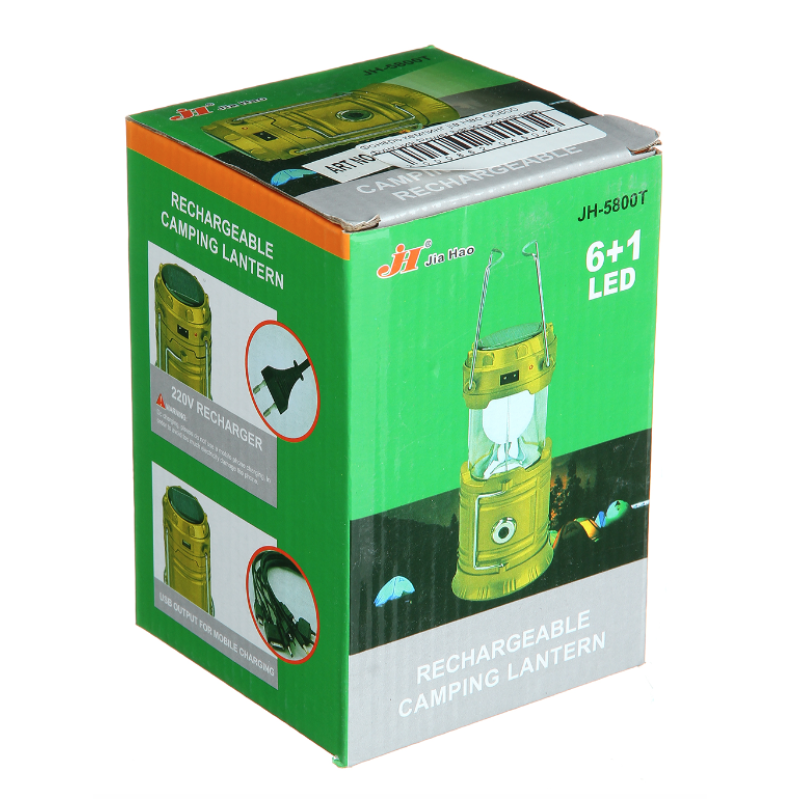 Ліхтарик лампа для кемпінгу 5800 Сонячна (1W+6LED) Solar Camping Light (SH-5800T) (72шт)