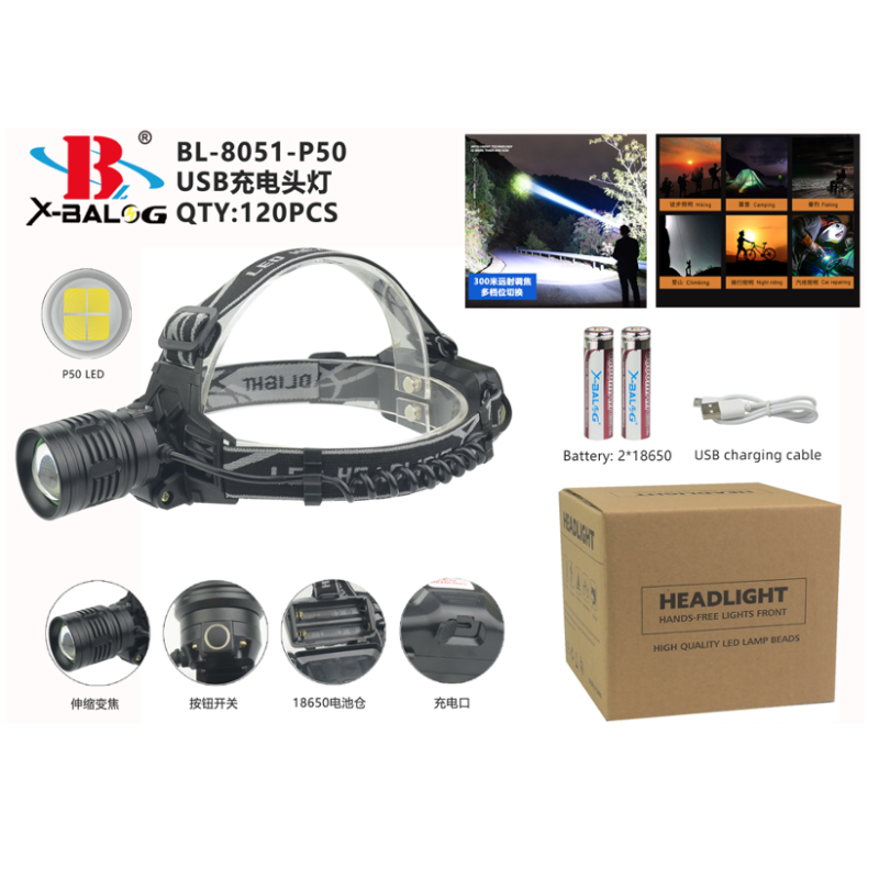 Налобний ліхтарик X-BAIL BL-8051 P50 ((HEAD TORCH))