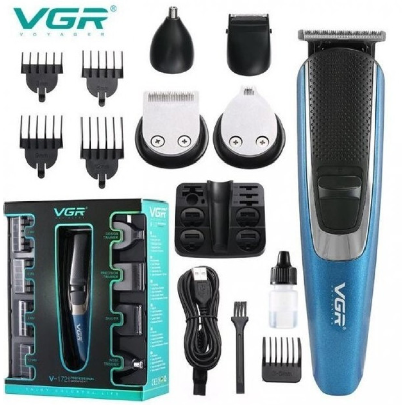 Професійна машинка для стрижки волосся та бороди VGR V172 (10в1) 5Вт