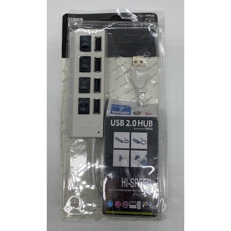USB HUB подовжувач на 4 портів з підсвіткою/ART-0452 (чорний) (200шт)